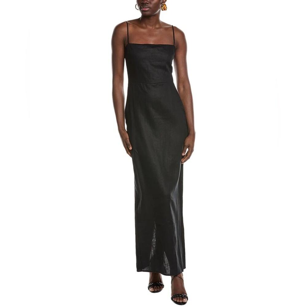O.P.T. Adeline Linen Maxi Slit Back Dress Size 8